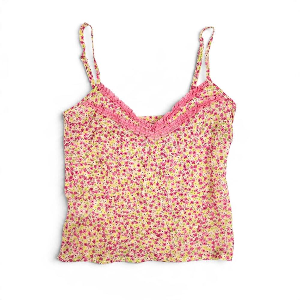 Vintage Cami Top Y2k Pink & Yellow Ditsy Floral Euro Promod - Small